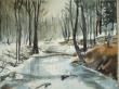 Forêt l'hiver aquarelle 46x61cm